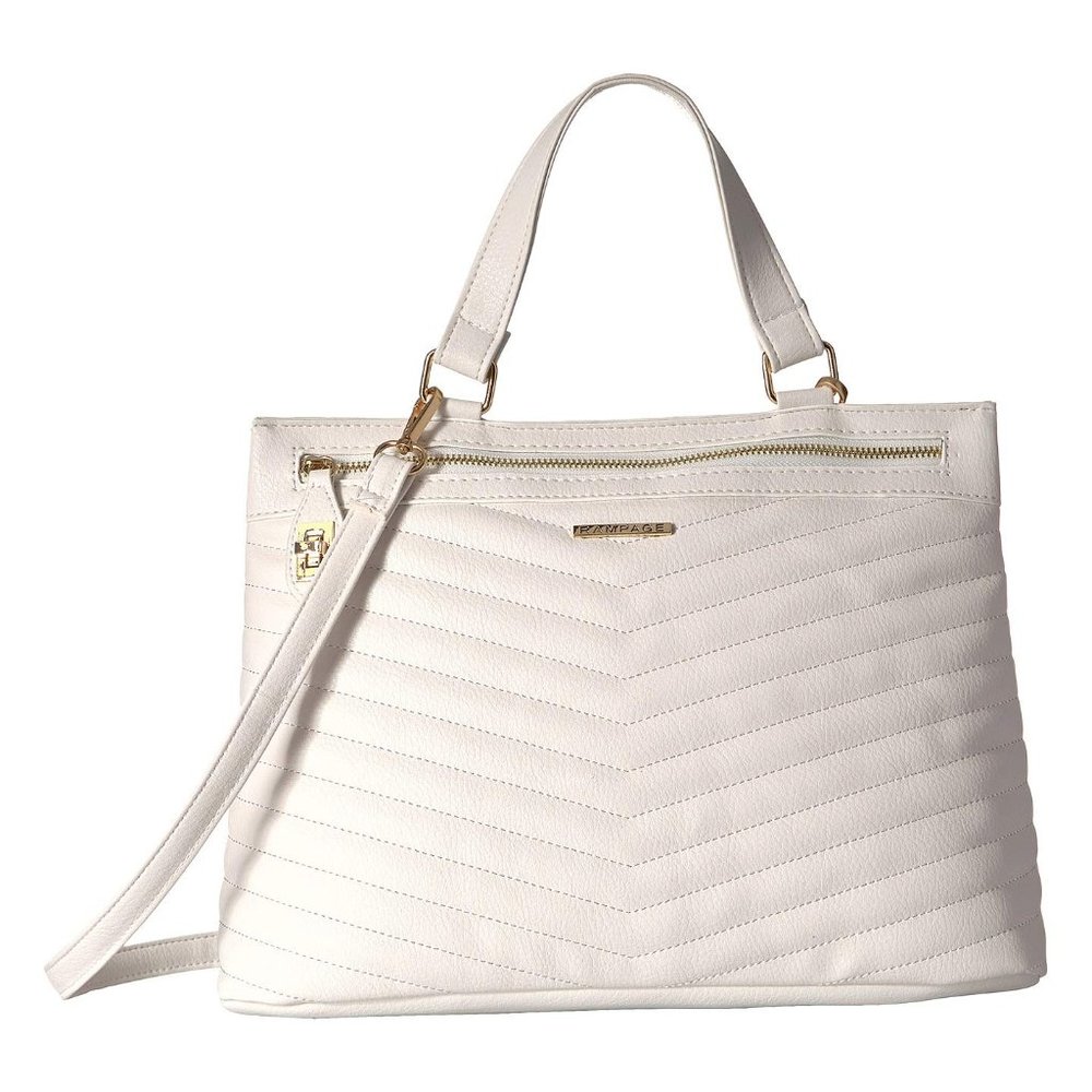 Womans WHITE HANDBAG CHEVRON SATCHEL